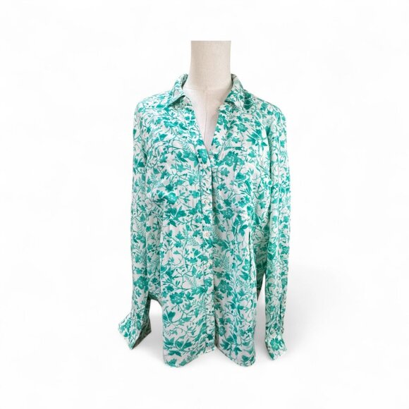 Maeve by Anthropologie Green Floral Print Button-Down Shirt Women’s Size M - Picture 1 of 10